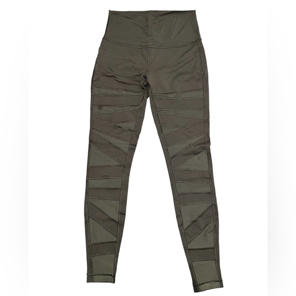 Lululemon Leggings Mesh ZigZag Olive Green - Picture 1 of 5